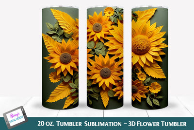 3D Sunflower Tumbler | 20 oz. Skinny Tumbler Sublimation Sublimation Stacy's Digital Designs 