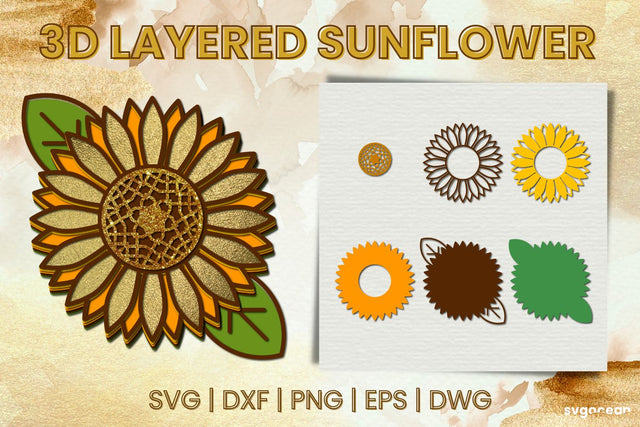 3D Sunflowers SVG SVG SvgOcean 
