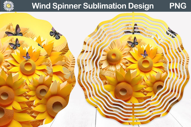 3D Sunflowers Wind Spinner | Sunflowers Wind Spinner Sublimation WatercolorColorDream 