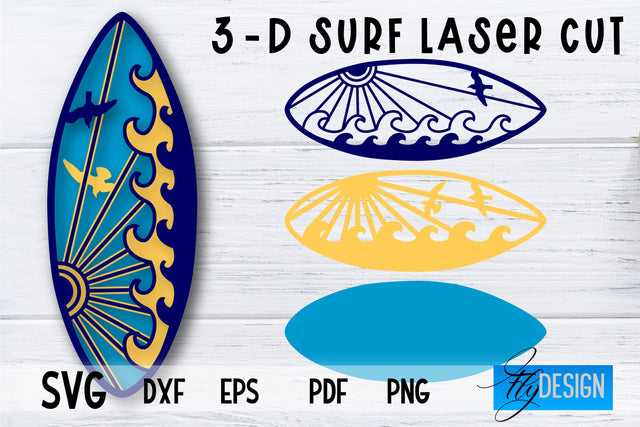 3D Surf SVG | Summer SVG | Surfing Design SVG SVG Fly Design 