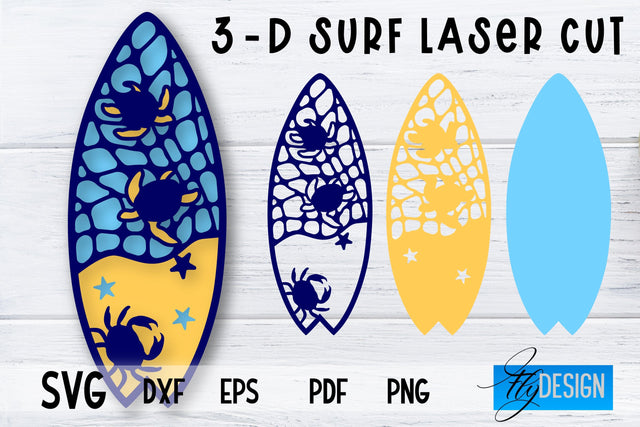 3D Surf SVG | Summer SVG | Surfing Design SVG SVG Fly Design 