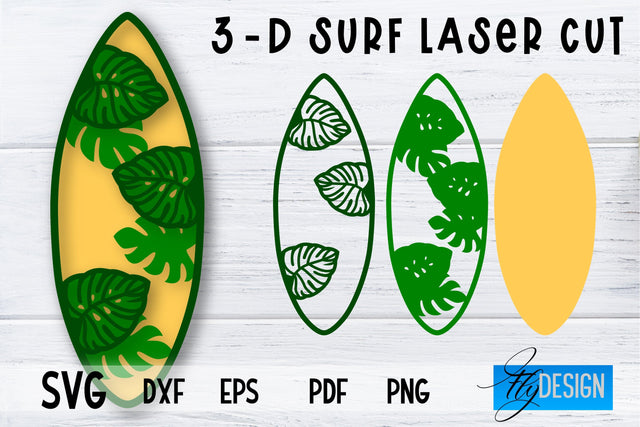 3D Surf SVG | Summer SVG | Surfing Design SVG SVG Fly Design 