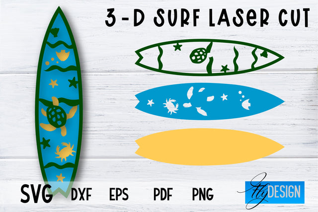 3D Surf SVG | Summer SVG | Surfing Design SVG SVG Fly Design 
