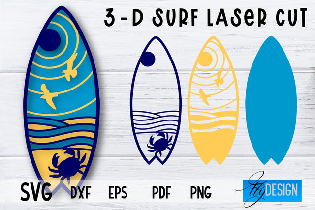 3D Surf SVG | Summer SVG | Surfing Design SVG SVG Fly Design 