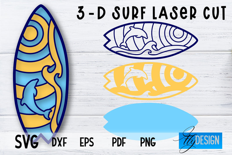 3D Surf SVG | Summer SVG | Surfing Design SVG SVG Fly Design 