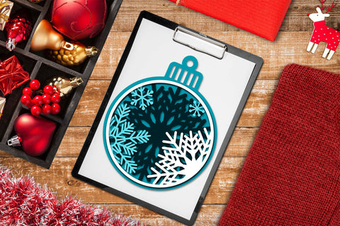 3D SVG Christmas Ornament, Snowflake SVG, Layered Ornament. SVG Elinorka 