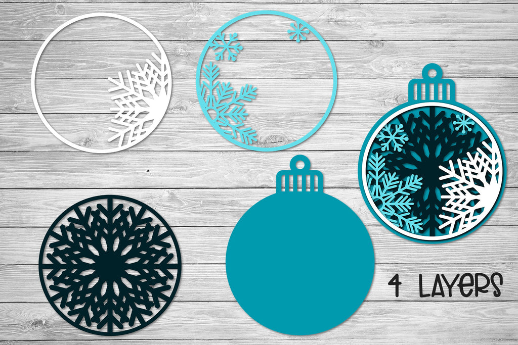 3D SVG Christmas Ornament, Snowflake SVG, Layered Ornament. - So Fontsy