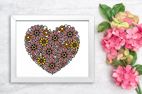 3d SVG Floral Heart, Valentines Day SVG Cut File, Layered SVG Heart. 3D Paper Elinorka 