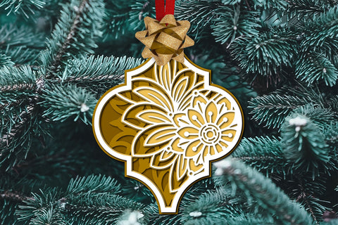 3d SVG Floral Ornament, Layered SVG Arabesque Tile Ornament. 3D Paper Elinorka 