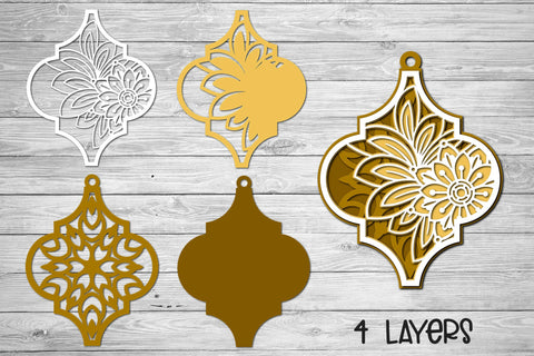 3d SVG Floral Ornament, Layered SVG Arabesque Tile Ornament. 3D Paper Elinorka 