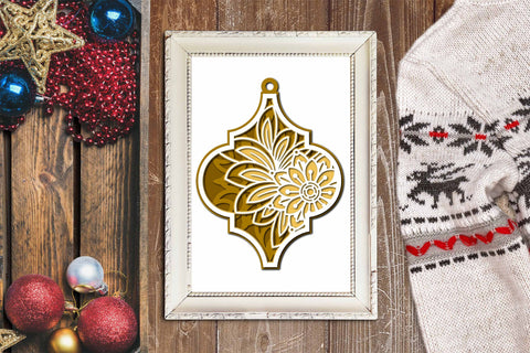 3d SVG Floral Ornament, Layered SVG Arabesque Tile Ornament. 3D Paper Elinorka 