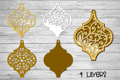 3d SVG Floral Ornament, Layered SVG Christmas Tile Ornament. 3D Paper Elinorka 