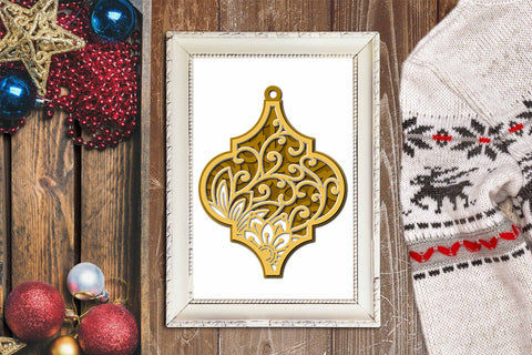 3d SVG Floral Ornament, Layered SVG Christmas Tile Ornament. 3D Paper Elinorka 