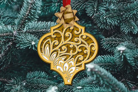 3d SVG Floral Ornament, Layered SVG Christmas Tile Ornament. 3D Paper Elinorka 