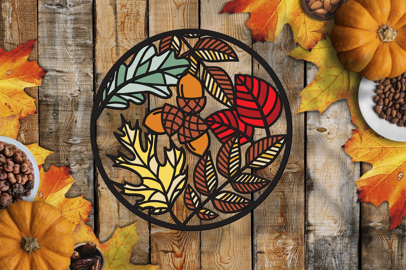 3d SVG Layered Fall, Leaf SVG, Fall Frame SVG. - So Fontsy