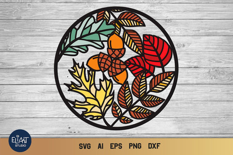 3d SVG Layered Fall, Leaf SVG, Fall Frame SVG. 3D Paper Elinorka 