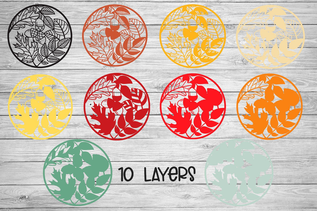 3d SVG Layered Fall, Leaf SVG, Fall Frame SVG. - So Fontsy