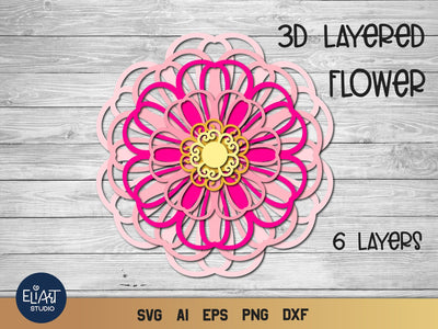 3d SVG Layered Mandala, Flower SVG, Floral Mandala SVG. 3D Paper Elinorka 