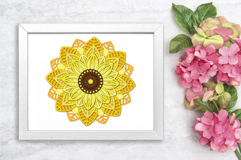 3d SVG Layered Sunflower, Fall SVG, Mandala SVG. 3D Paper Elinorka 