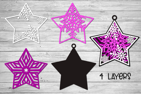 3d SVG Ornament, Layered SVG Christmas Star, Ornaments SVG. SVG Elinorka 