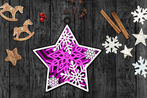 3d SVG Ornament, Layered SVG Christmas Star, Ornaments SVG. SVG Elinorka 