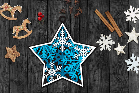 3d SVG Ornament, Layered SVG Christmas Star, Star Ornament SVG. 3D Paper Elinorka 