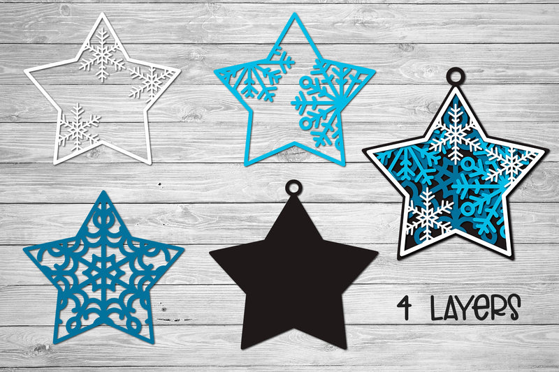 3d SVG Ornament, Layered SVG Christmas Star, Star Ornament SVG. - So Fontsy