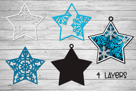 3d SVG Ornament, Layered SVG Christmas Star, Star Ornament SVG. 3D Paper Elinorka 