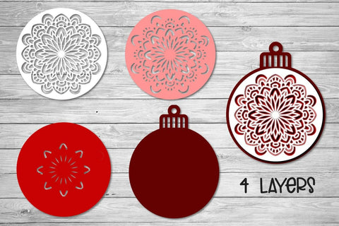 3d SVG Ornament, Layered SVG Mandala, Christmas Ornaments. 3D Paper Elinorka 