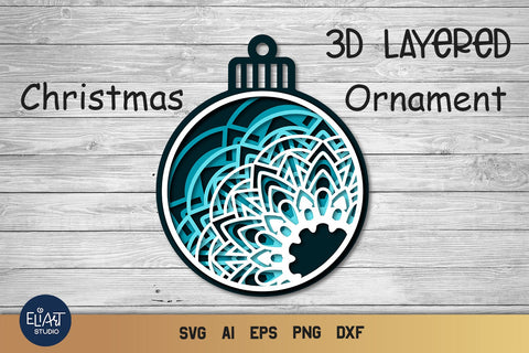 3d SVG Ornament, Layered SVG Mandala, Christmas Ornaments. 3D Paper Elinorka 