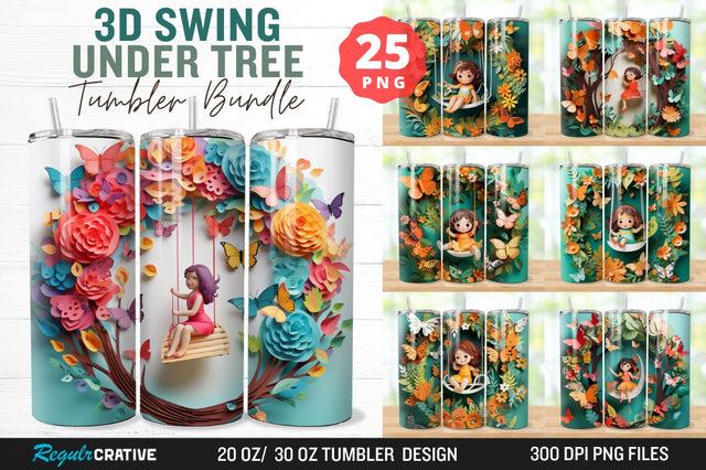 3D Swing Under Tree Tumbler Bundle Sublimation Regulrcrative 