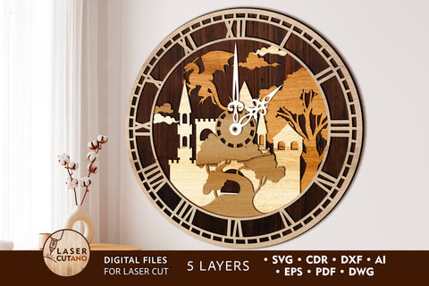 3D Template WATCH Laser Cut Wall Decor SVG LaserCutano 