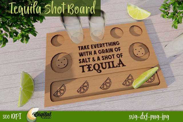 3D Tequila Shot Board Laser Cut Design. Kitchen Decor SVG. SVG Evgenyia Guschina 