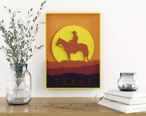 3d Texas layered svg, western svg, texas svg, laser cut file, cnc files for wood, cowboys svg, country svg, shadowbox svg, Glowforge SVG CutLeafSvg 