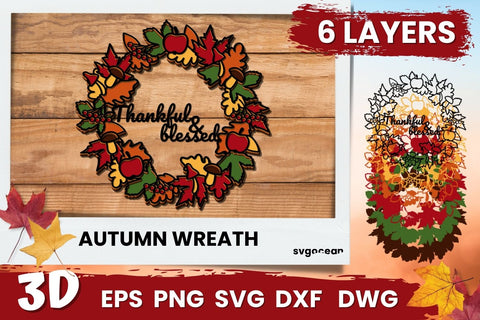 3D Thankful Blessed Wreath Svg SVG SvgOcean 