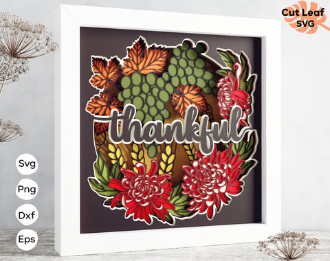 3D Thankful svg - Shadow box svg, Thanksgiving svg, 3d svg, Fall svg, Thankful svg 3D Paper CutLeafSvg 