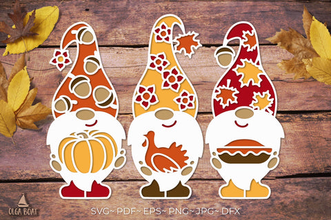 3d Thanksgiving gnome template | Fall gnomes svg SVG Olga Boat Design 