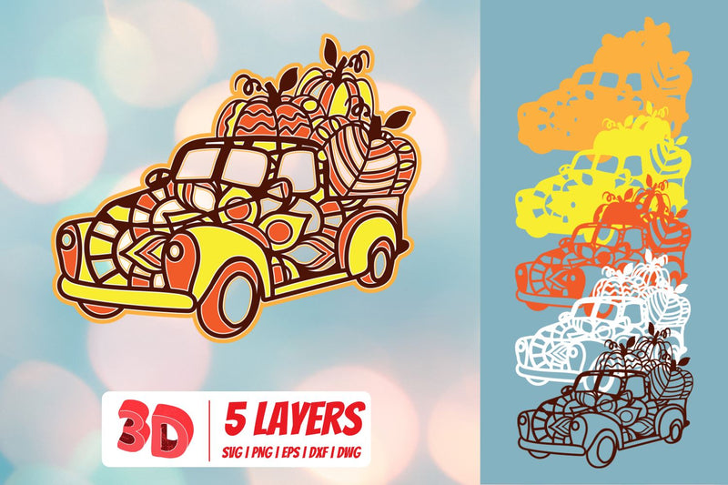 3D Thanksgiving truck SVG 3D Paper SvgOcean 
