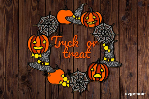 3D Trick Or Treat Wreath Svg SVG SvgOcean 