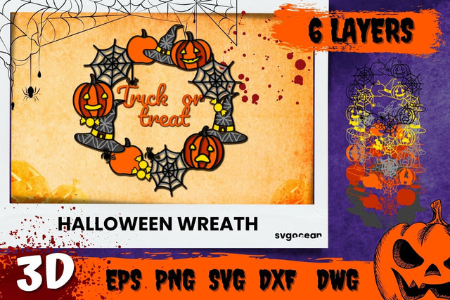 3D Trick Or Treat Wreath Svg SVG SvgOcean 