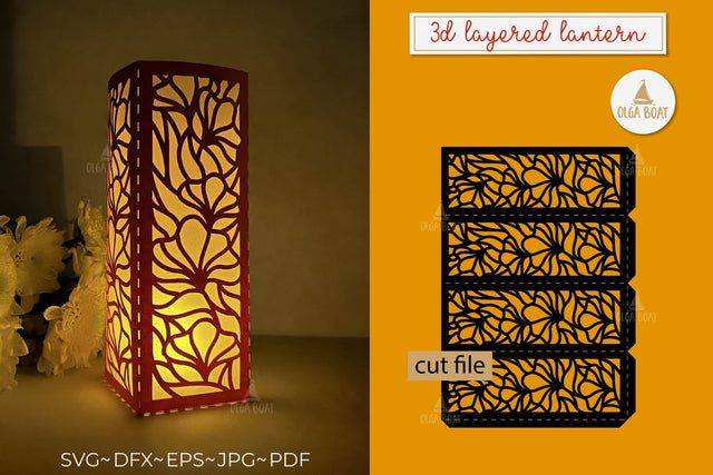 3d Tropical flowers lantern paper cut files 3D Paper Olga Boat Design 