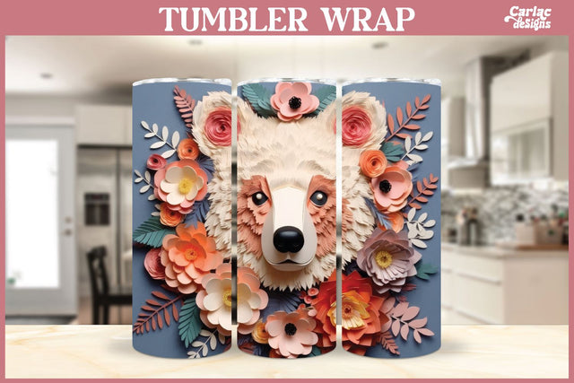 3d Tumbler Sublimation Wrap | 3d Bear Sublimation Wrap Sublimation Carla C Designs 