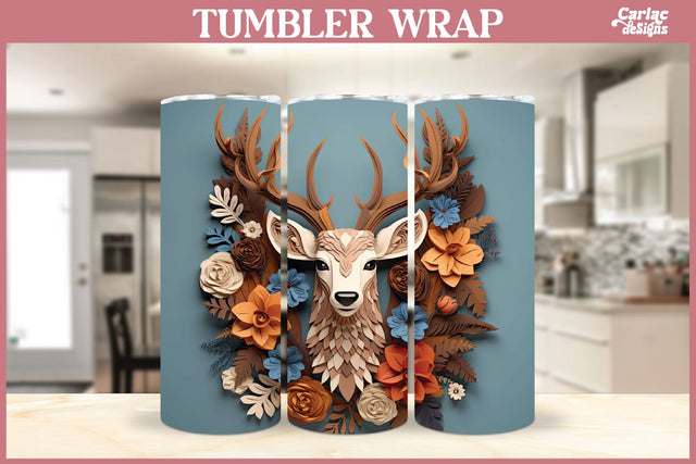 3d Tumbler Sublimation Wrap | 3d Deer Sublimation Wrap Sublimation Carla C Designs 