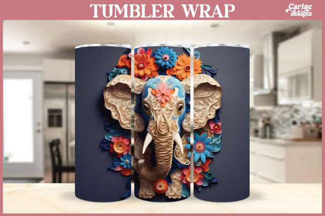 3d Tumbler Sublimation Wrap | 3d Elephant Sublimation Wrap Sublimation Carla C Designs 