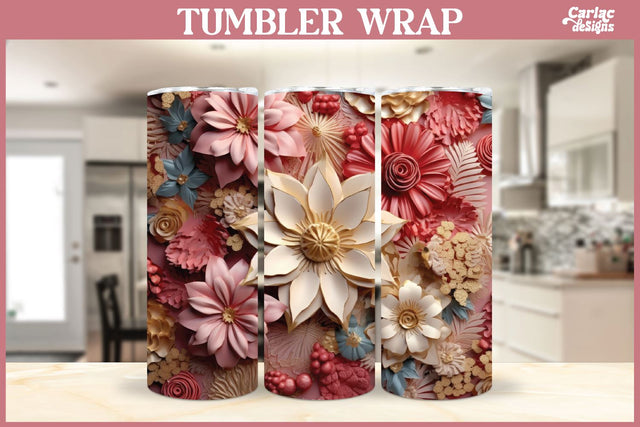 3d Tumbler Sublimation Wrap | 3d Flower Tumbler Wrap Sublimation Carla C Designs 