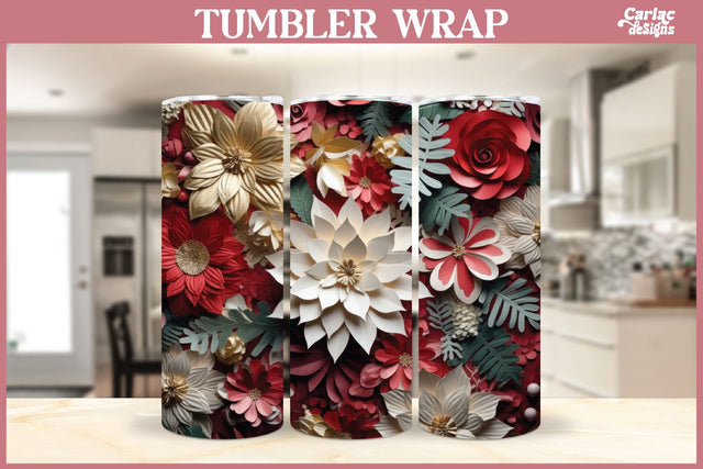 3d Tumbler Sublimation Wrap | 3d Flowers Tumbler Wrap Sublimation Carla C Designs 