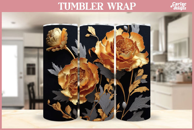 3d Tumbler Sublimation Wrap | 3d Flowers Tumbler Wrap Sublimation Carla C Designs 