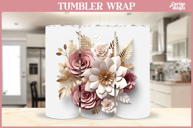 3d Tumbler Sublimation Wrap | 3d Flowers Tumbler Wrap Sublimation Carla C Designs 