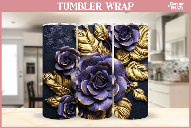 3d Tumbler Sublimation Wrap | 3d Flowers Tumbler Wrap Sublimation Carla C Designs 