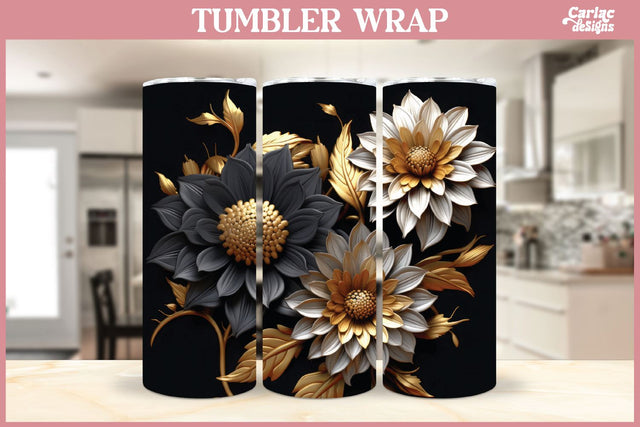 3d Tumbler Sublimation Wrap | 3d Flowers Tumbler Wrap Sublimation Carla C Designs 